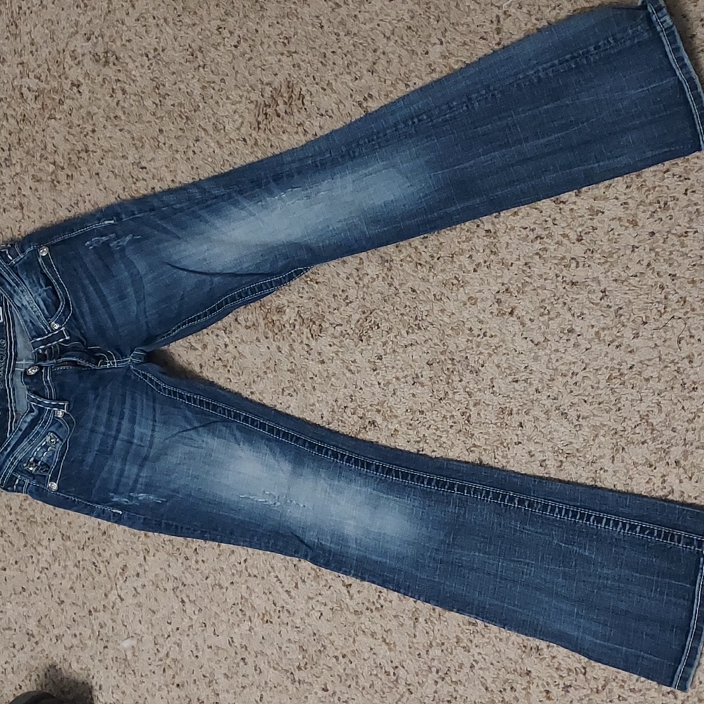 Miss Me bootcut, paisley pockets 26